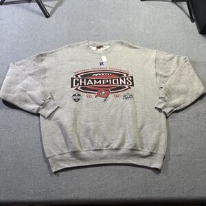 Vintage Tampa Bay Buccaneers NWT Sweatshirt 2002‎ NFC Champions Grey Crewneck XL
